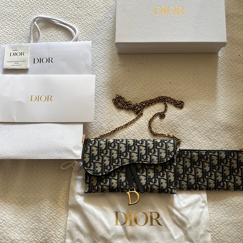 Once worn Dior Women SLG Saddle Long Wallet Canvas Bag in outstanding condition